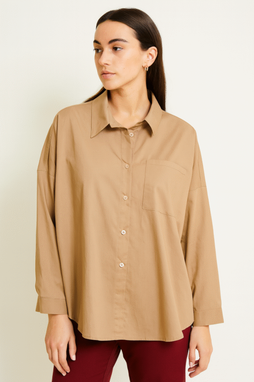 Chemise Oversize Femme – Beige Élégant (Made in Italy)