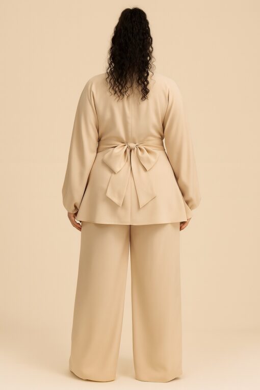 Ensemble Tunique & Pantalon Large – Beige – Image 2