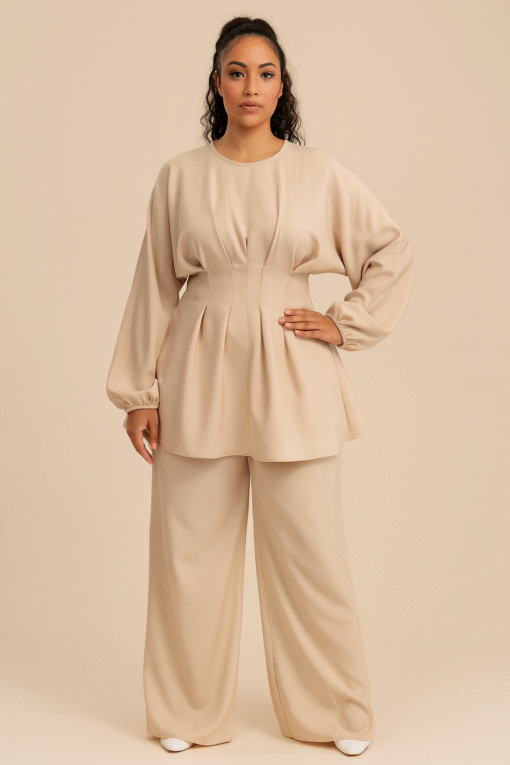 Ensemble Tunique & Pantalon Large – Beige