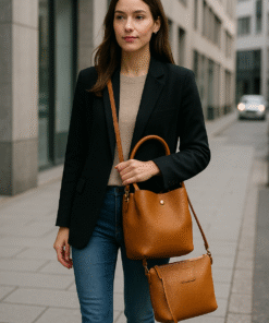 Sac à Main & Pochette en Cuir Véritable – Made in Italy