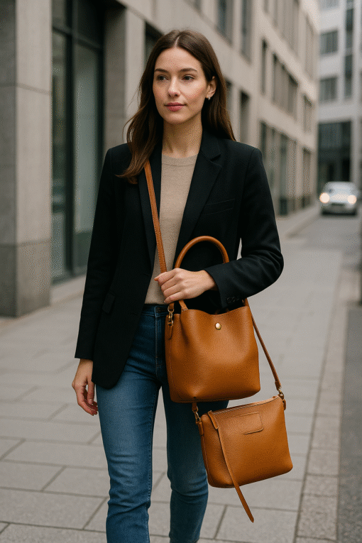 Sac à Main & Pochette en Cuir Véritable – Made in Italy