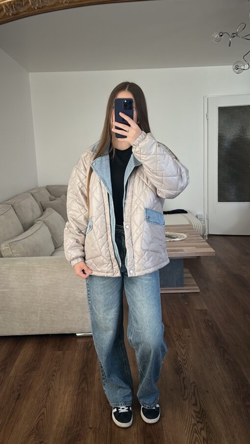 LERISIA Veste Femme Oversize Bi-matière – Made in Italy – Image 4